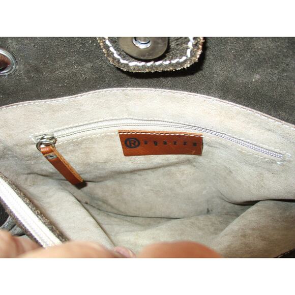 REGAZZE Italy Brown High Quality Genuine Suede Leather Tote Bucket Bag - Picture 10 of 12